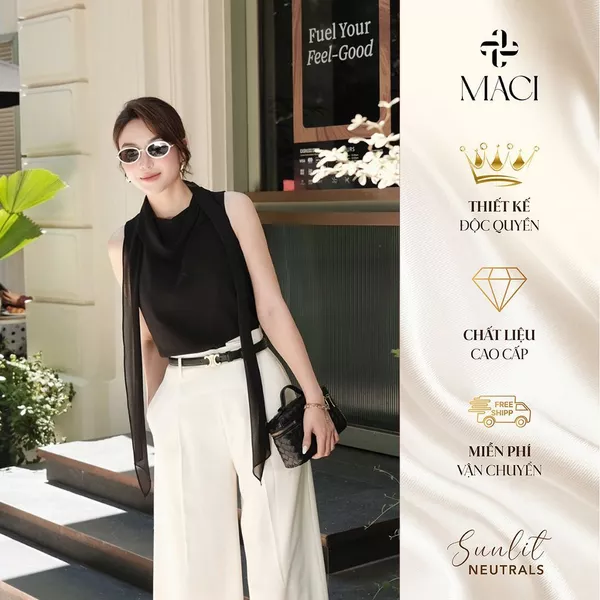 Áo Cổ Thuyền Vạt Bèo Chất Liệu Chiffon Hàn MACI MCAATDE0183 Thời Trang Nữ Thiết Kế Độc Quyền