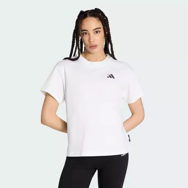 adidas Phong cách sống ÁO THUN GRAPHIC THÊU DÁNG RỘNG Nữ trắng KT2738