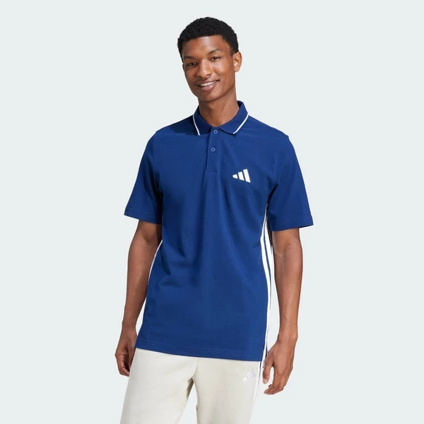 adidas Lifestyle Essentials 3-Stripes Piqué Polo Shirt Men Blue JE6382