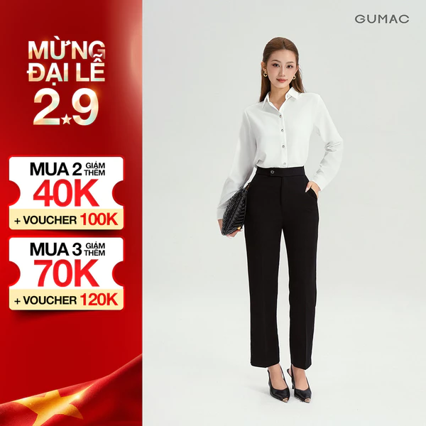 [MUA 2 GIẢM 140K] Quần Ống Đứng Nữ 95cm GUMAC Quần Tây Lưng Cao Quai Dê Chất Tuyết Mưa Công Sở Cạp Cao LQF0626