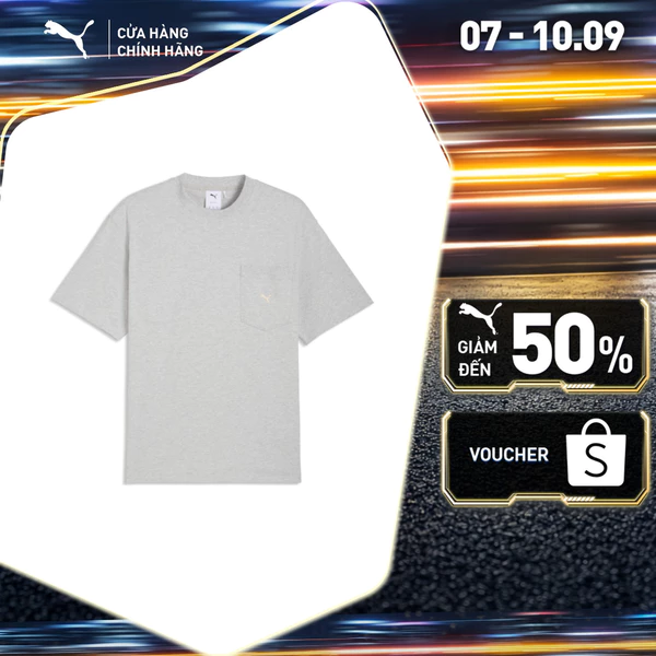 Áo Thun Thời Trang PUMA Nam SELECT Essentials Pocket Tee Light Gray Heather Màu Xám