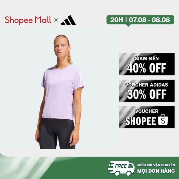 [Duy nhất 8.8 - VOUCHER 30%]adidas Gym & Training Áo Thun 3 Sọc Train Essentials AEROREADY Nữ Màu tím KC3324
