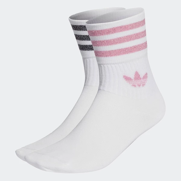 adidas Phong cách sống Bộ 2 Đôi Tất Nhũ Cổ Trung Nữ trắng HK0301