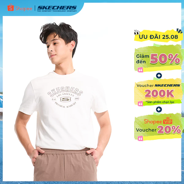 Áo Thun Tay Ngắn Nam Skechers LifestylePhysicalAcademiaCollectionIconicShortSleeveTee-SL125M004-00QF Online Sale