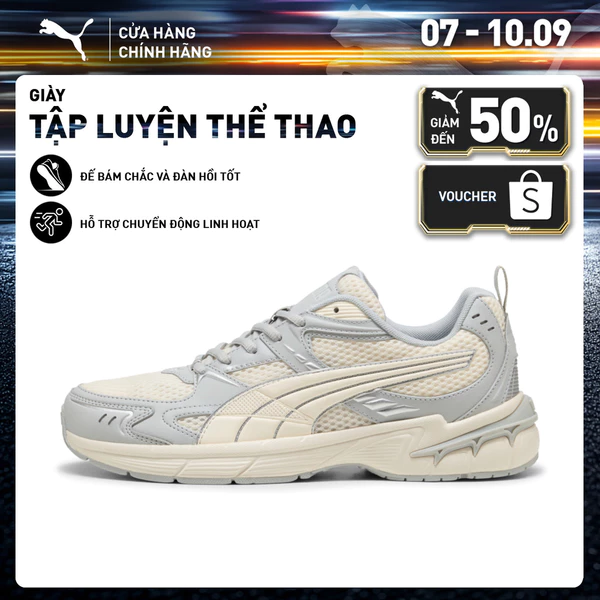 Giày Thể Thao PUMA Unisex Milenio tech 2000 Flat Light Gray-Frosted Ivory-Silver Màu Xám