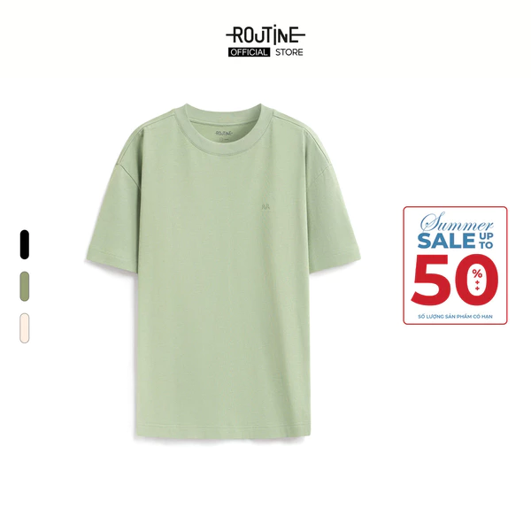 Áo Thun Nam Tay Ngắn Thêu Logo Cổ Tròn Form Loose - Routine 10S25TSS019