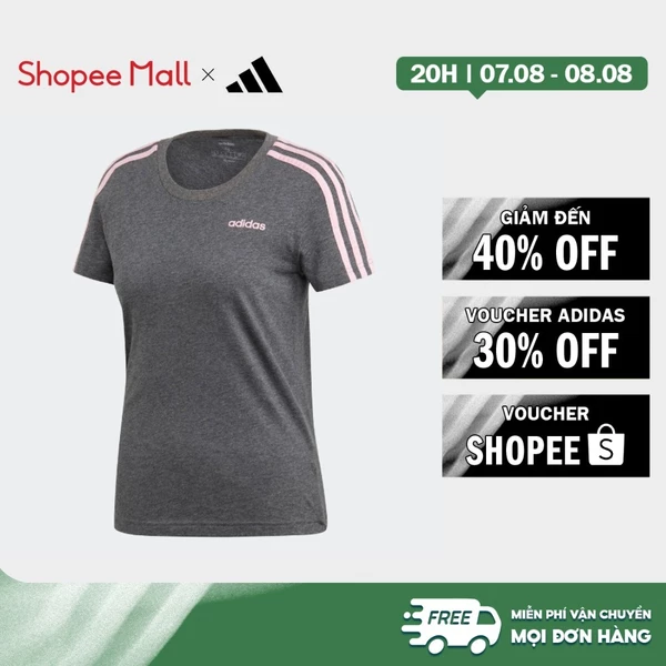 [Duy nhất 8.8 - VOUCHER 30%]adidas Phong cách sống Áo Thun 3 Sọc Essentials Nữ Xám DU0632