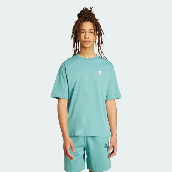 adidas Phong cách sống Áo Thun In Graphic Tất Chó Nam Ngọc lam JL9242