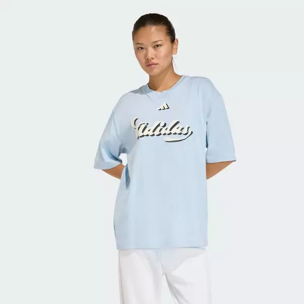adidas Phong cách sống ÁO THUN GRAPHIC HOUSE OF TIRO Nữ Màu xanh da trời KB7171