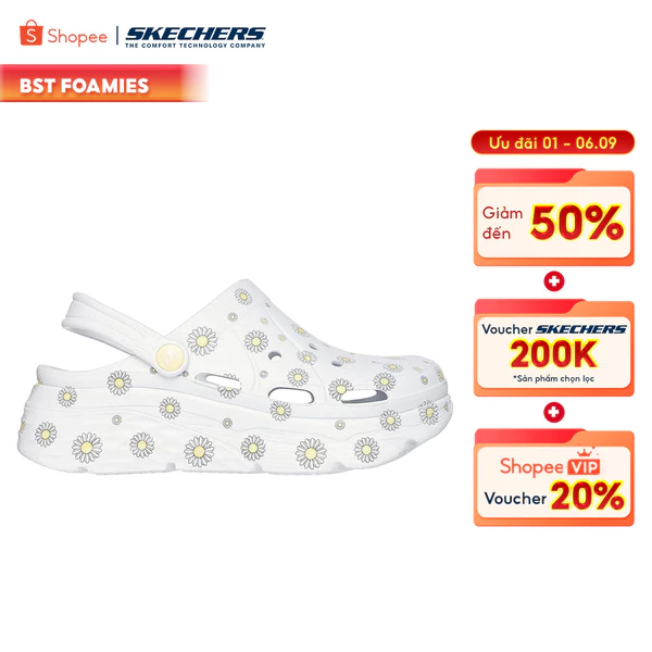 Giày Clog Nữ Skechers Foamies Max Cushioning Bloom - 111672-WHT