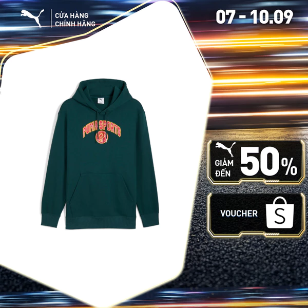 Áo Thun Tay Dài Thời Trang PUMA Nam WARDROBE ESS Hoodie Green Terrain Màu Xanh Lá