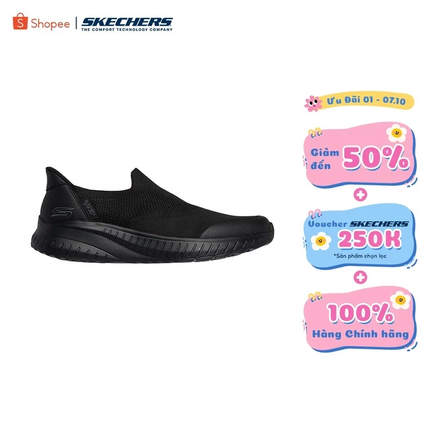Giày Thể Thao Nam Skechers Slip-Ins BOBS Sport Squad Chaos Smooth Stroll Thường Ngày - 118038-BBK Memory Foam
