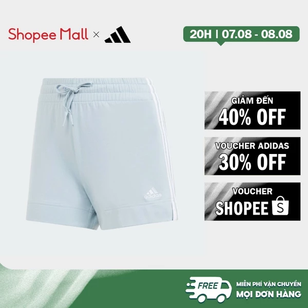 [Duy nhất 8.8 - VOUCHER 30%]adidas Phong cách sống Quần Short Ôm Dáng Essentials 3 Gạch Nữ Màu xanh da trời IR7460