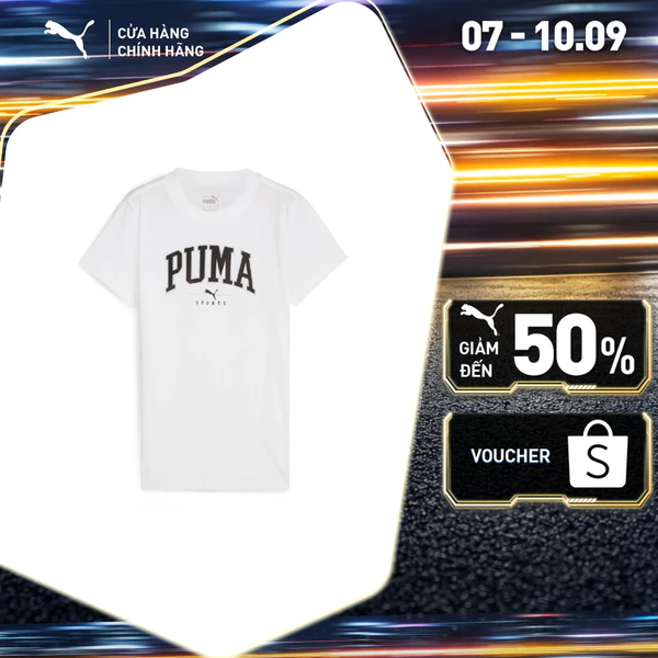 Áo Thun Thời Trang PUMA Nữ SQUAD Graphic Tee White Màu Trắng