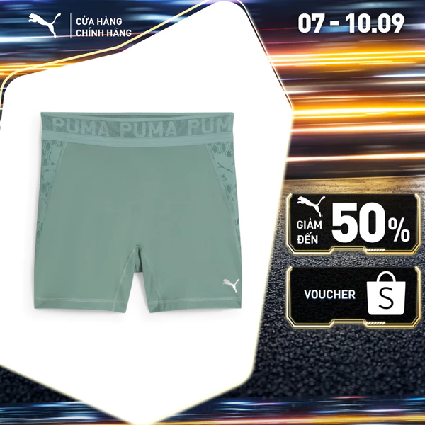 Quần Short Tập Luyện PUMA Nữ LACE HW 5" SHORT TIGHT Green Moon Màu Xanh Lá