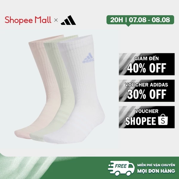 [Duy nhất 8.8 - VOUCHER 30%]adidas Phong cách sống Bộ 3 Đôi Tất Cao Cổ Có Đệm Unisex trắng IZ0161