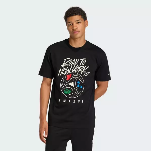 adidas Phong cách sống Áo Thun Graphic Road To NY NJ Giải Vô Địch Bóng Đá Thế Giới FIFA 26™ Nam Đen KB2533