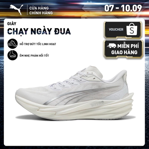 Giày Chạy Bộ PUMA Nam Deviate NITRO 4 White-Feather Gray Màu Trắng