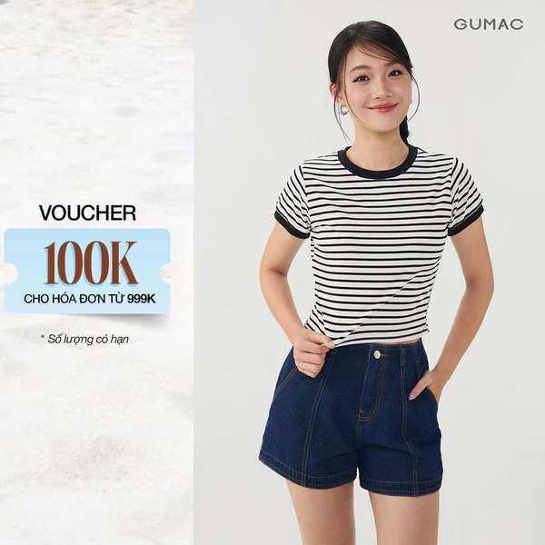 Áo Thun Nữ GUMAC Form Suông Vừa Vặn Cổ Tròn Phối Bo Tay Ngắn Chất Vải Co Giãn Thoải Mái ATG07080