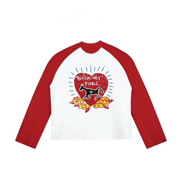 TheGlam CHÍNH HÃNG - Áo Thun Tay Dài “BLACK CAT PIXEL” Raglan Form Boxy - TS06-14