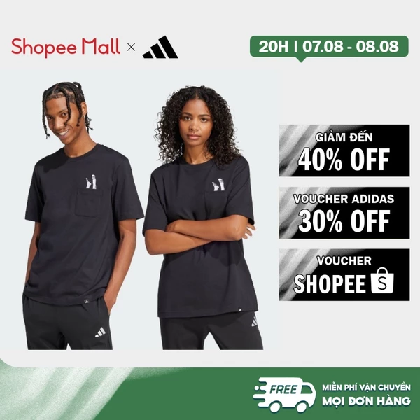 [Duy nhất 8.8 - VOUCHER 30%]adidas Lifestyle Lounge Slides Graphic Pocket Tee Men Black JC5283