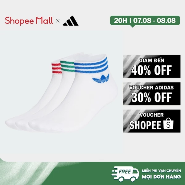 [Duy nhất 8.8 - VOUCHER 30%]adidas Lifestyle Island Club Trefoil Ankle Socks 3 Pairs Unisex White JI9489
