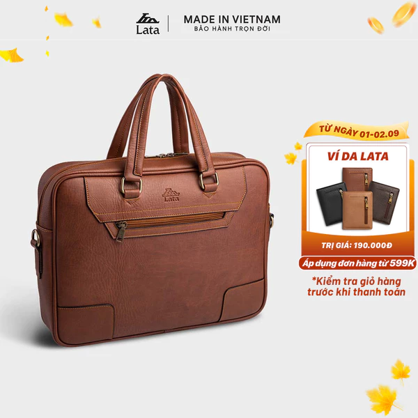 Cặp Công Sở Lata (Thời trang nam basic đựng laptop 14 inch - Cặp da CA30)