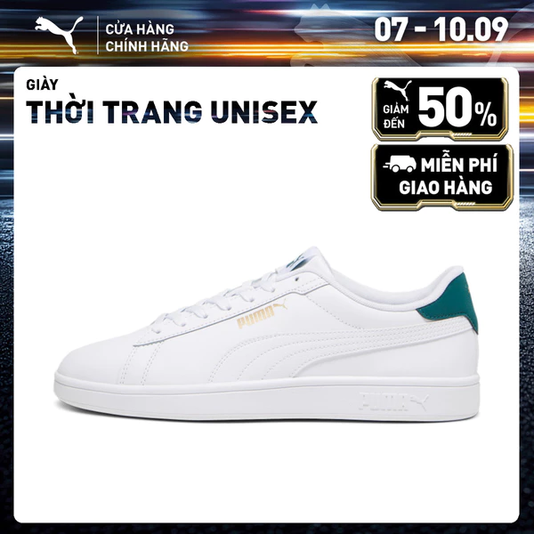 Giày Thời Trang PUMA Unisex Smash 3.0 L White-Malachite Màu Trắng