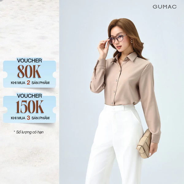 [MUA 2 GIẢM 80K] Áo Sơ Mi Nữ Tay Dài GUMAC Áo Kiểu Công Sở Lụa Mango Trơn Basic Mềm Mát Cao Cấp BAE00001 - 6211
