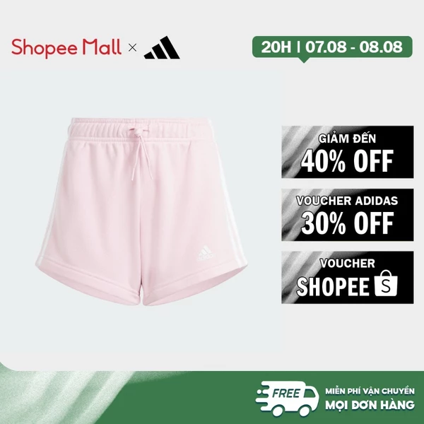 [Duy nhất 8.8 - VOUCHER 30%]adidas Phong cách sống Quần Short 3 Sọc Essentials Trẻ em Hồng IS2625