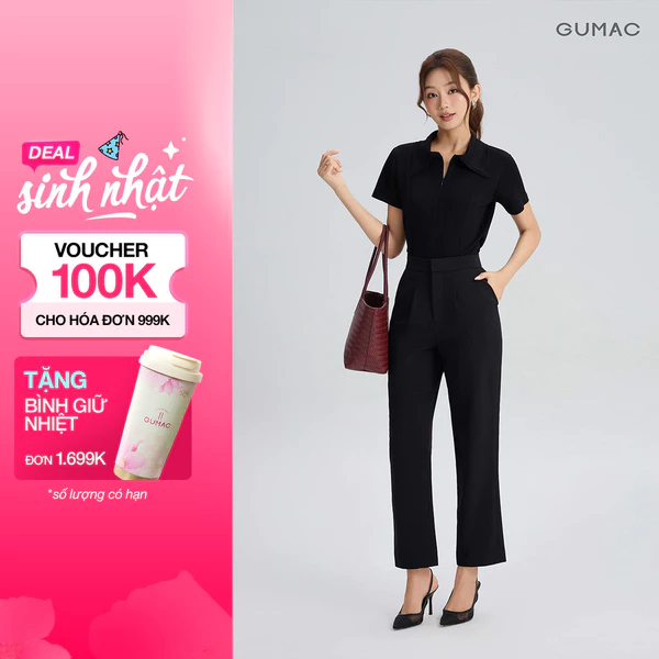 Quần Tây Nữ GUMAC Ống Đứng Thiết Kế Gabet Chống Hở Thanh Lịch Tôn Dáng Hiện Đại QG07081