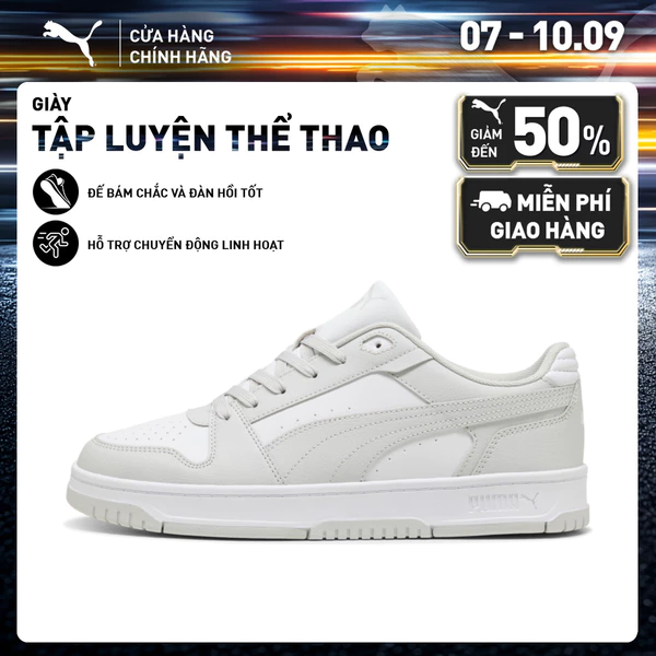 Giày Thể Thao PUMA Unisex Rebound Slam Lo Glacial Gray-White Màu Xám