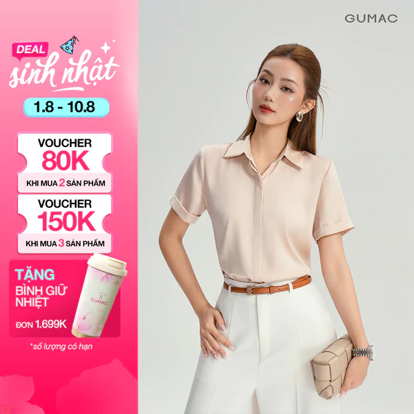 [NHẬP MÃ AFF3A5 GIẢM 60K] Áo Sơ Mi Nữ GUMAC Công Sở Tay Ngắn Nẹp Giấu Nút Đứng Form Chất Lụa Dày Dặn Cao Cấp LAF0339