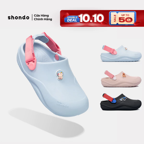 Dép Sục Bé Gái Shondo Clog Little Suke Gắn Charm Hình Thú Dễ Thương Nhiều Màu