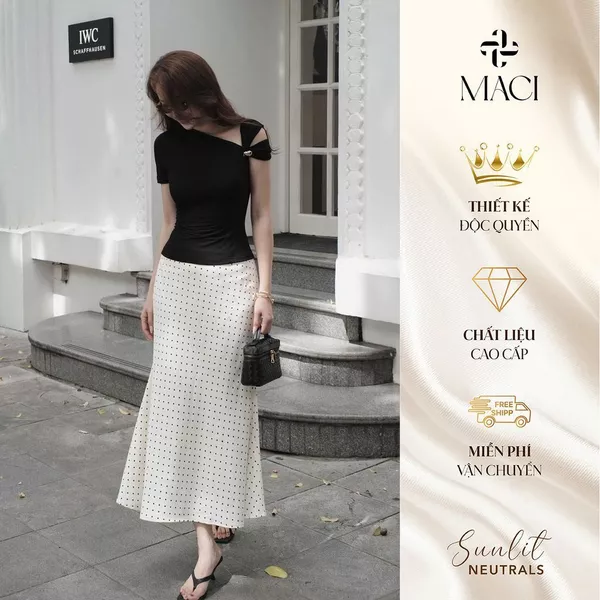 Chân Váy Chấm Bi Nhỏ Dáng Đuôi Cá MACI MCVCVTR0347 Thời Trang Nữ Thiết Kế Độc Quyền