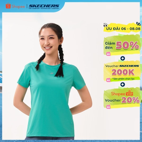 Áo Thun Tay Ngắn Nữ Skechers Walking Performance Short Sleeve Tee - SP126W011-01K1