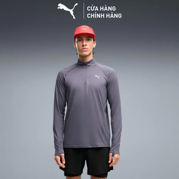Áo Thun Chạy Bộ PUMA Nam RUN VELOTY CLDSPN 1/4 ZIP M Inky Depths Màu Xám