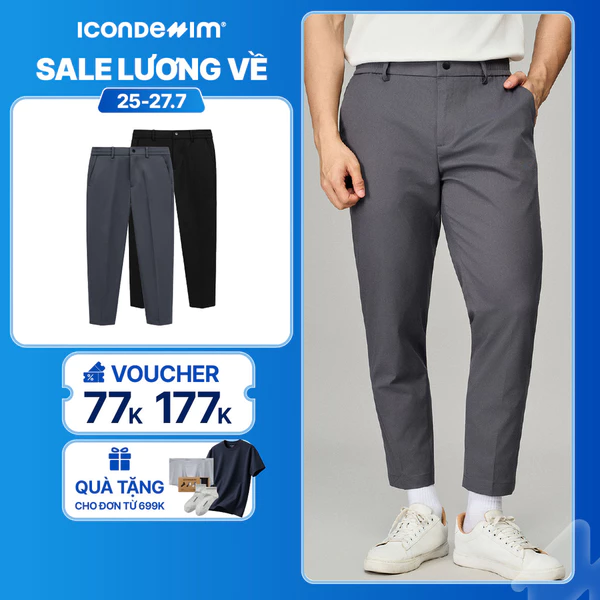 Quần Tây Nam ICONDENIM Urban Trousers Form Slim Crop QTID0072