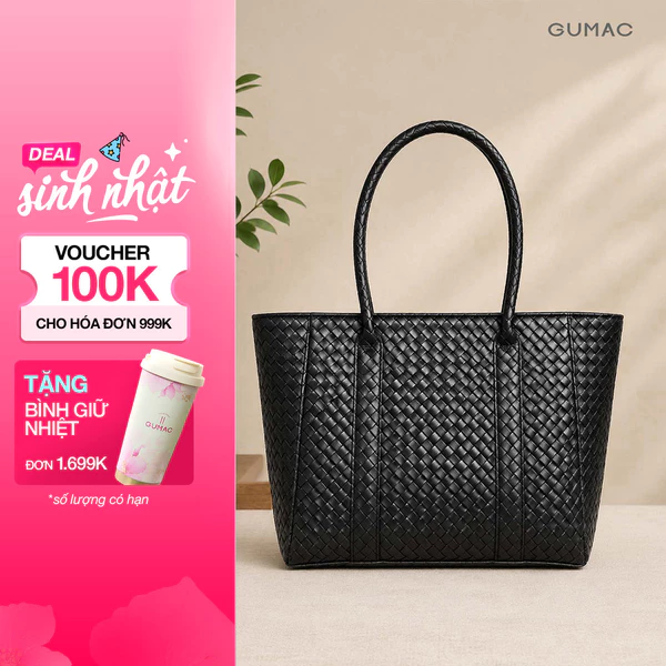 Túi xách nữ dáng ngang GUMAC form đứng chất liệu da giả mịn lì quai mềm thoải mái TXG05033
