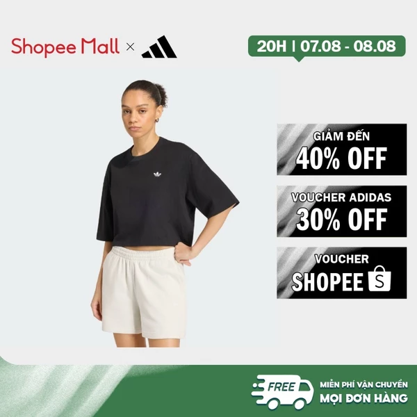 [Duy nhất 8.8 - VOUCHER 30%]adidas Phong cách sống ÁO THUN CROP TOP ESSENTIALS Nữ Đen KQ6692