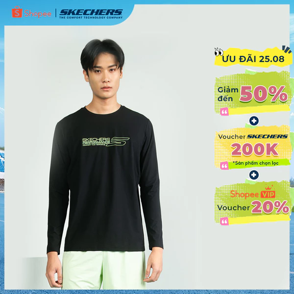 Áo Thun Tay Dài Nam Skechers Running Performance Long Sleeve Tee - SP325M358-0018