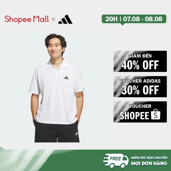 adidas Phong cách sống Áo Polo Essentials Plus Loose Fit Small Logo Short Sleeve Nam trắng JW6987