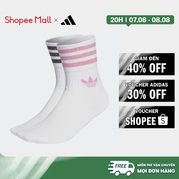 [Duy nhất 8.8 - VOUCHER 30%]adidas Phong cách sống Bộ 2 Đôi Tất Nhũ Cổ Trung Nữ trắng HK0301