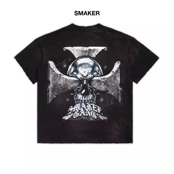 [SMAKER] Áo thun màu đen 100% cotton washed - $MAKER GANG WASHED TEE IN BLACK