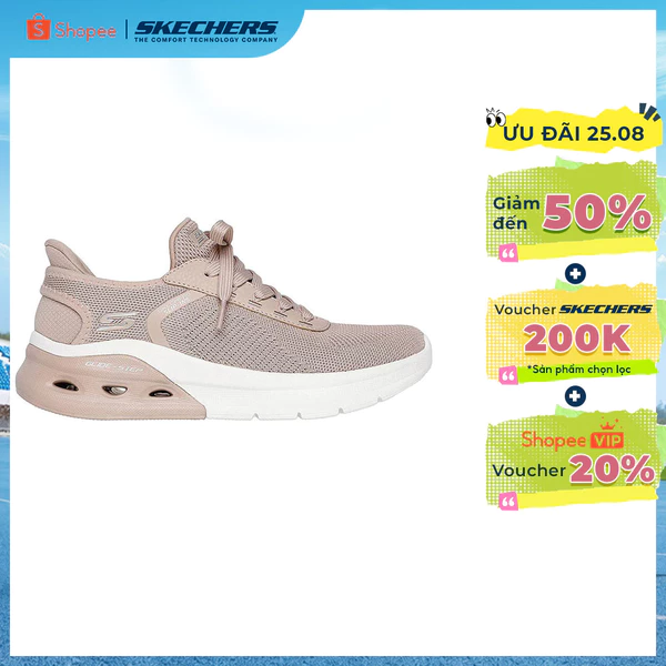 Giày Thể Thao Nữ Skechers Slip-ins BOBS Sport Arc Waves 2.0 Now It Thường Ngày-117638-TAN Memory Foam