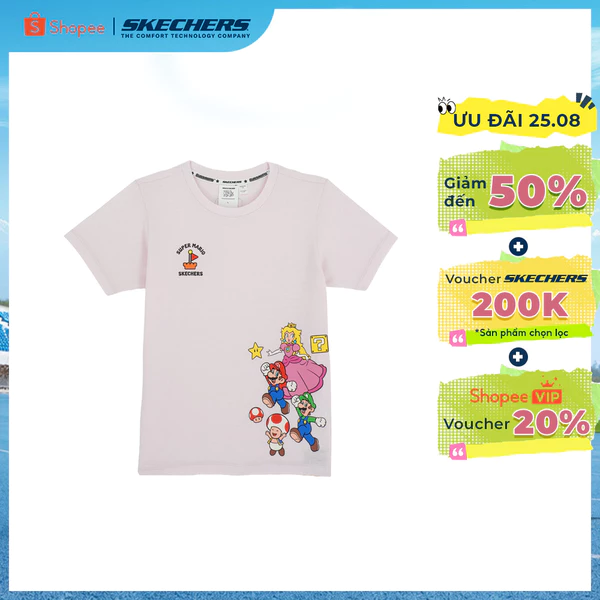 Áo Thun Tay Ngắn Trẻ Em Skechers Nintendo Super Mario Short Sleeve Tee - SL325K550-010R