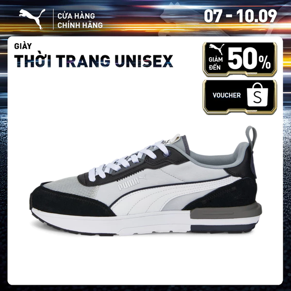 Giày Thời Trang PUMA Unisex R22 Quarry-White-Black Màu Xám