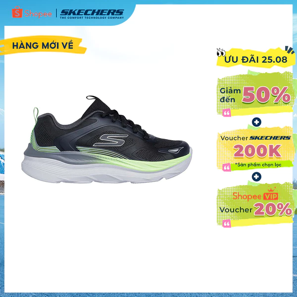 Giày Thể Thao Bé Trai Skechers Max Run Pacewaver - 405146L-BKLM Air-Cooled Goga Mat