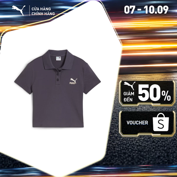Áo Thun Thời Trang PUMA Nữ CLASSICS Polo Baby Tee Galactic Gray Màu Xám