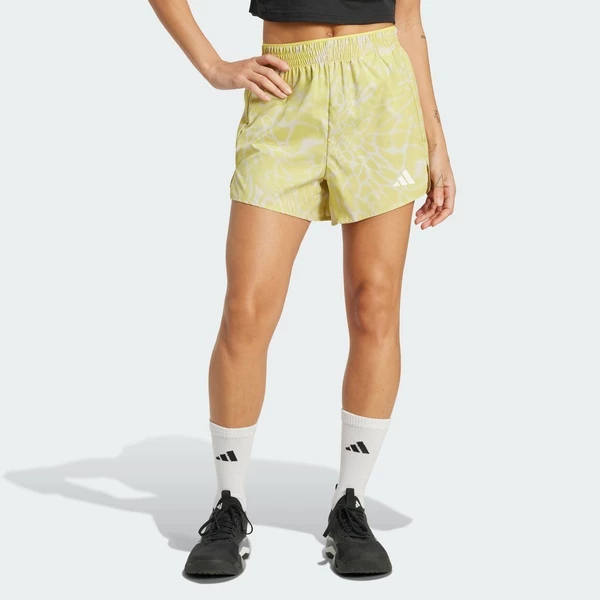 adidas Gym & Training Quần Short Tập Luyện Train Essentials với họa tiết in toàn bộ Nữ Màu vàng JE8689